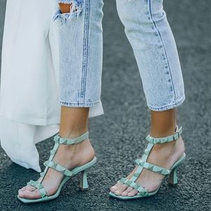 Mint Studded Kitten Heel